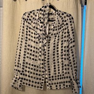 White House Black Market Black and White Polka Dot Blouse